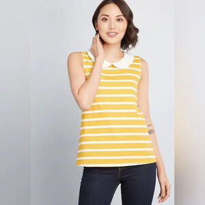 MODCLOTH NWOT Everyday Fave Tank‎ Top in Yellow Stripes